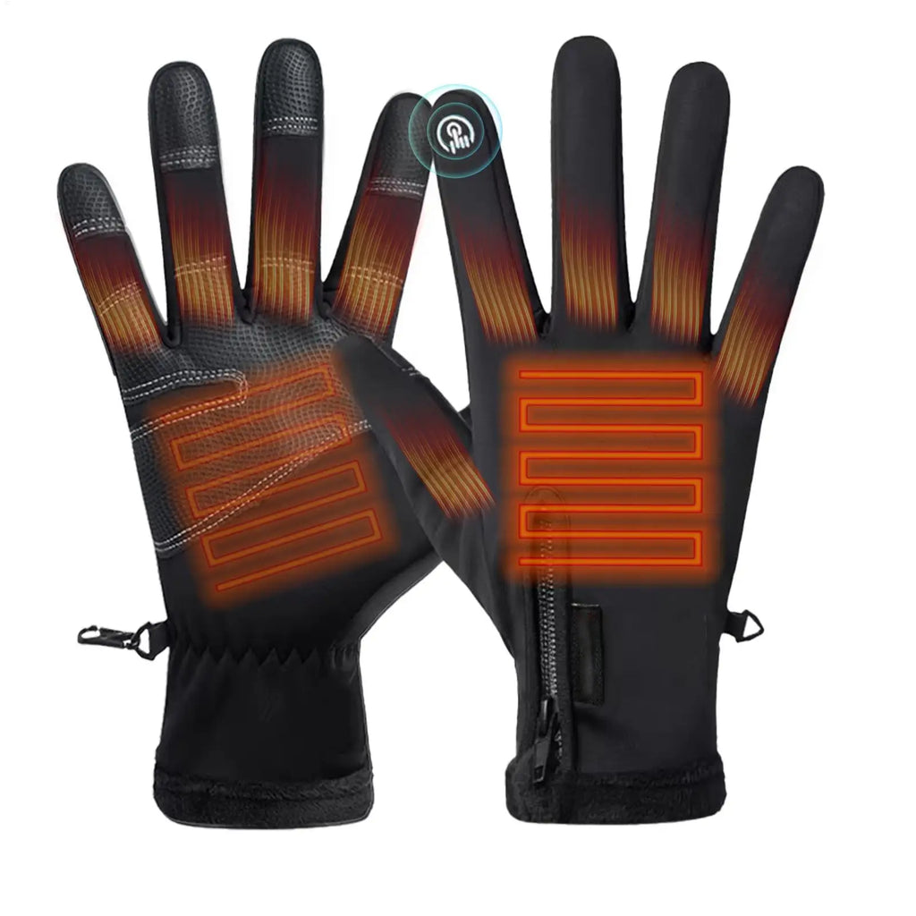 one size USB Touch Screen Gloves Heated Motorcycle Gloves Cycling Running Ski Winter Gloves Hiking Walking Anti-Slip Gloves Qme