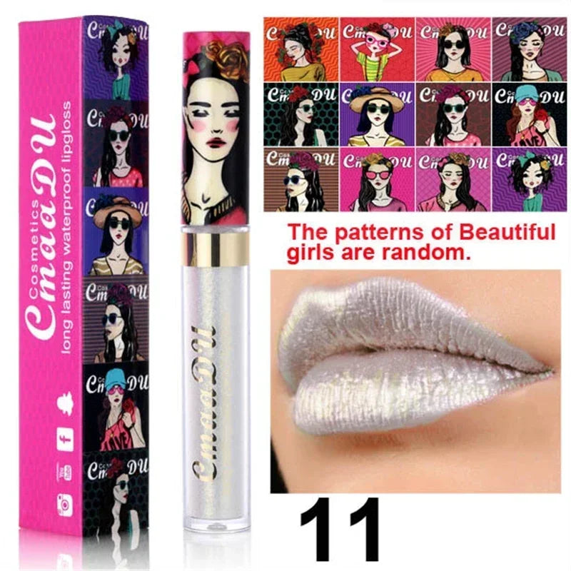 Gold Flash Liquid Lipstick Shimmer Lip Gloss Beauty Girl Diamond Glitter Lip Tint Waterproof Long Lasting Lipsticks Makeup Qme 11