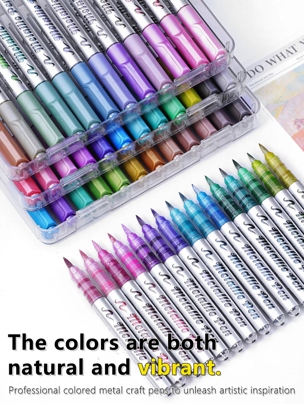 12-48Pcs Metallic Marker Pens - Brush Tip for Rock Painting, Black Paper, Scrapbooking Crafts, Christmas Gift，DIY Photo Album Qme