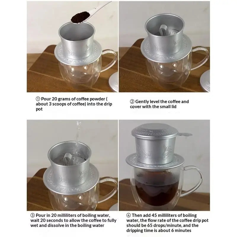 1 Set Portable Coffee Dripper Vietnamese Coffee Filter Compact Coffee Supplies Aluminum Coffee Accessories For Lovers Unique. Qme