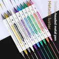 10Pcs Metallic Glitter Dual Tip Marker Pens, with Brush And Fine nibs, For Album DIY, Black Cards, Scrapbooking, Craft Supplies Qme 10 colors