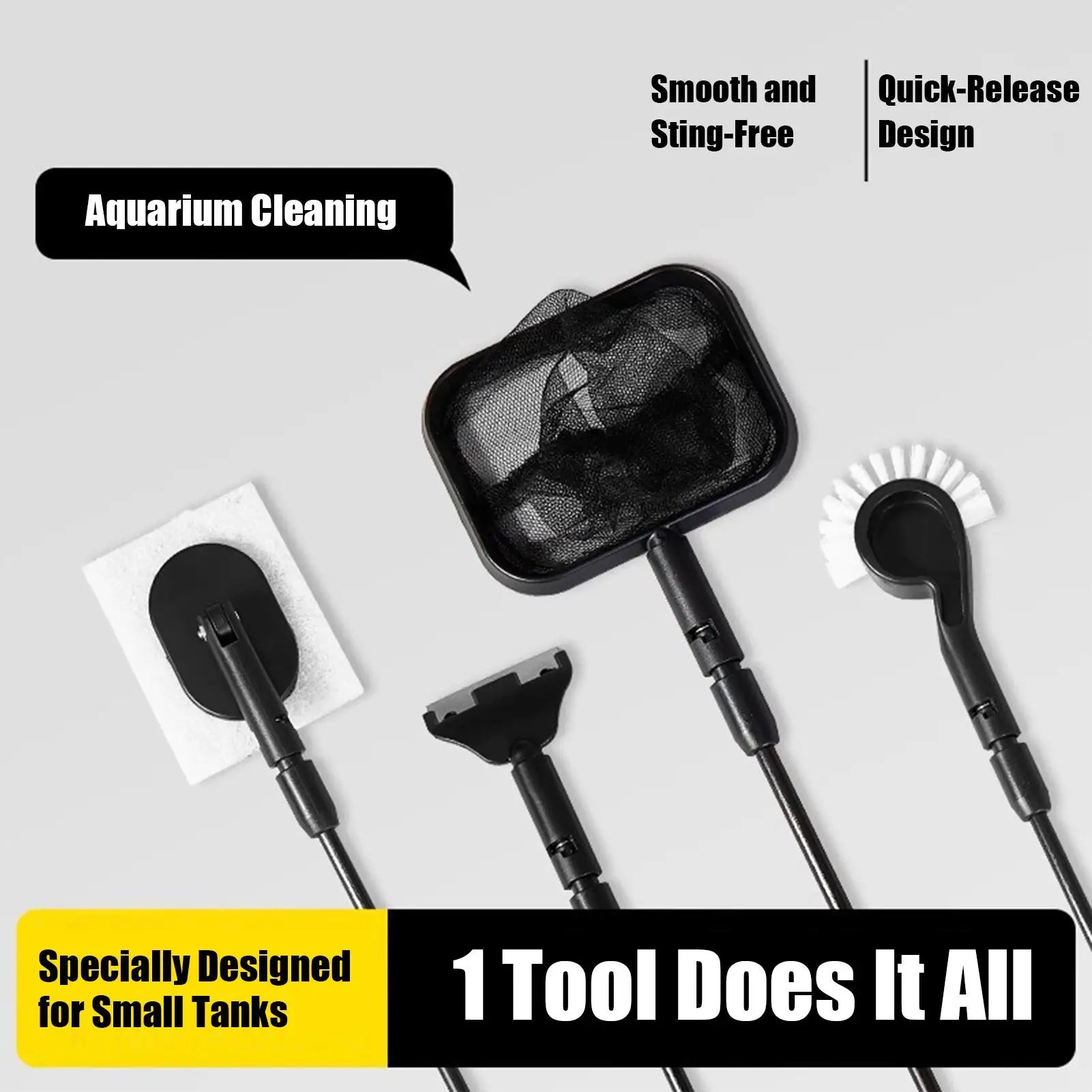 Fish Tank Cleaning 4-in-1 Gravel Scraper Brush Fish Tank Cleaning Tools For Betta Turtle Shrimp Pond Terrarium Freshwater Qme