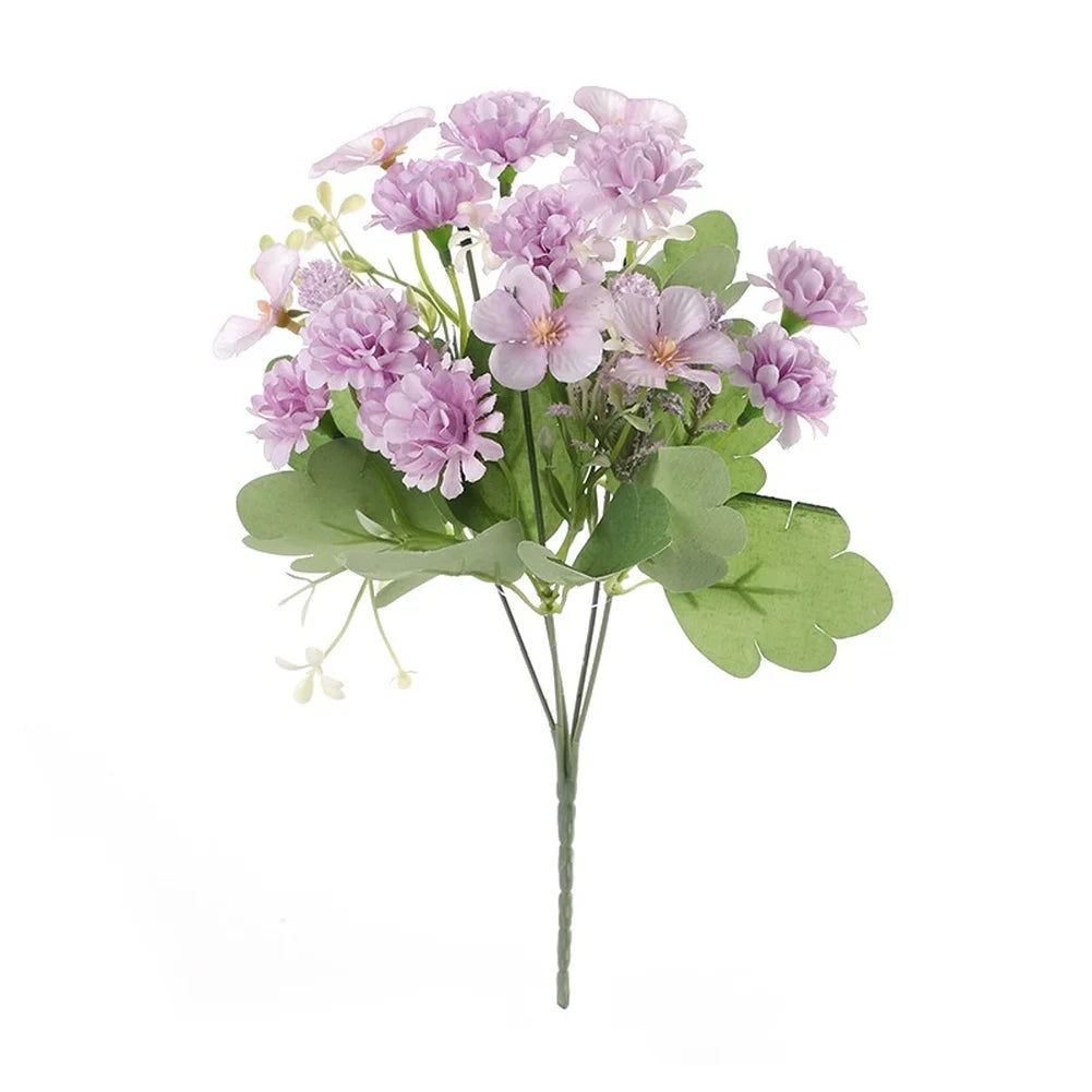 1 Pc Realistic Silk Flower Bouquet Ball Chrysanthemum Artificial Flowers For Wedding Home Decoration Qme Purple