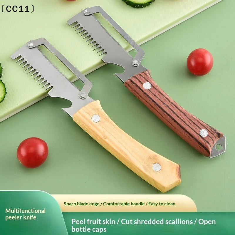 3-in-1 Serrated Peeling Knife Premium Vegetable Peeler Scallion Qme