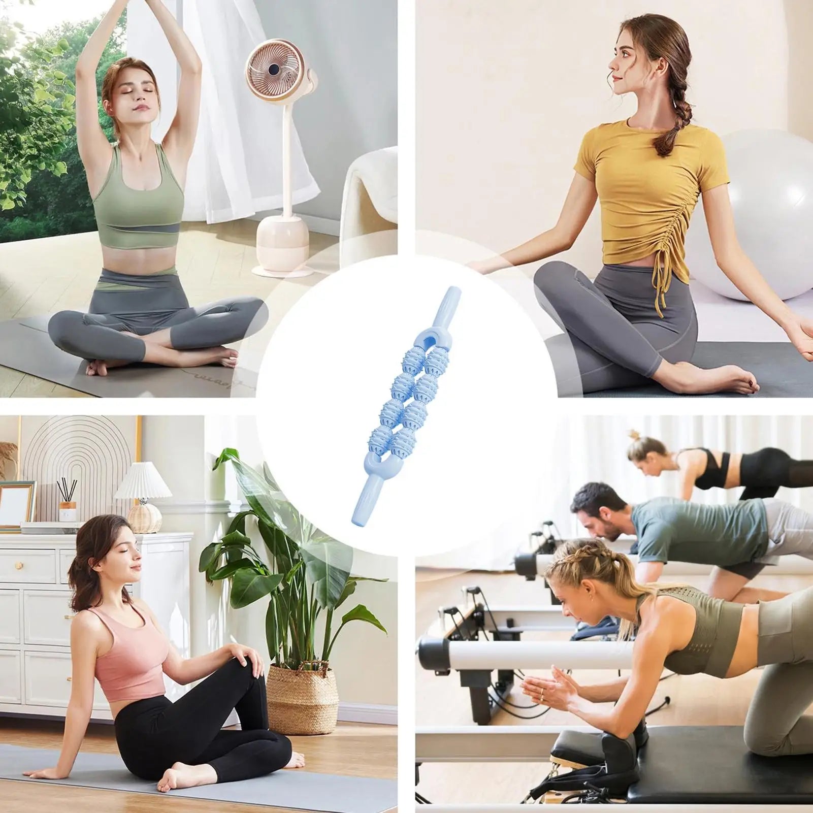 Massage Stick Deep Tissue Massage Roller Stick Non-Slip Massager for Body Neck Back Arms Cramps Tightness Daily Warm up Home Qme