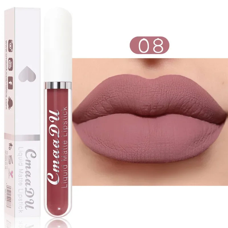 6 Colors/Set Fashion Matte Lip Gloss Sets Natural Moisturize Waterproof Lasting Velvet Sexy Red Liquid Lipstick Beauty Cosmetic Qme 08