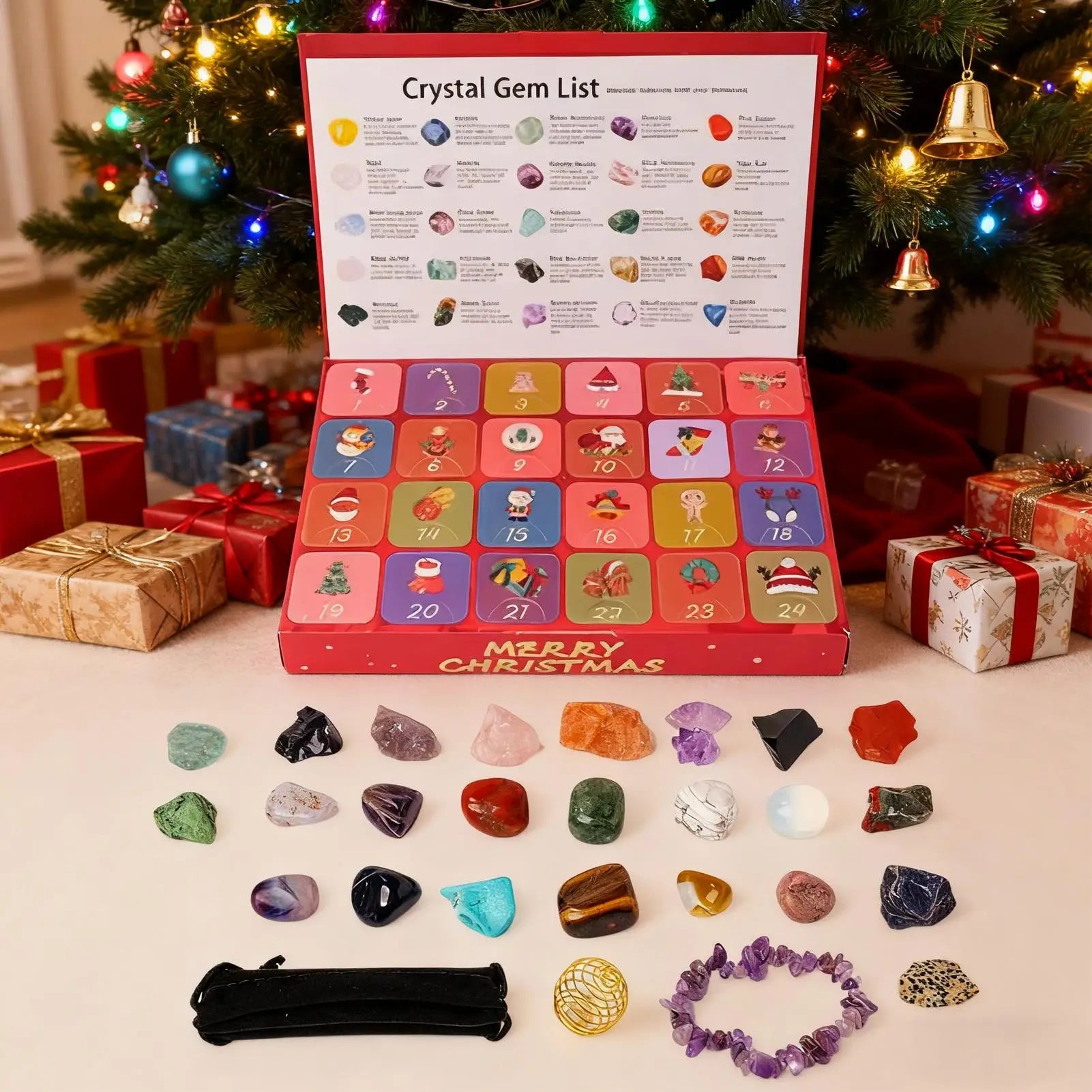 Crystal Calendar Advent 2025 24 Days Christmas Jewelry Kids Countdown Qme