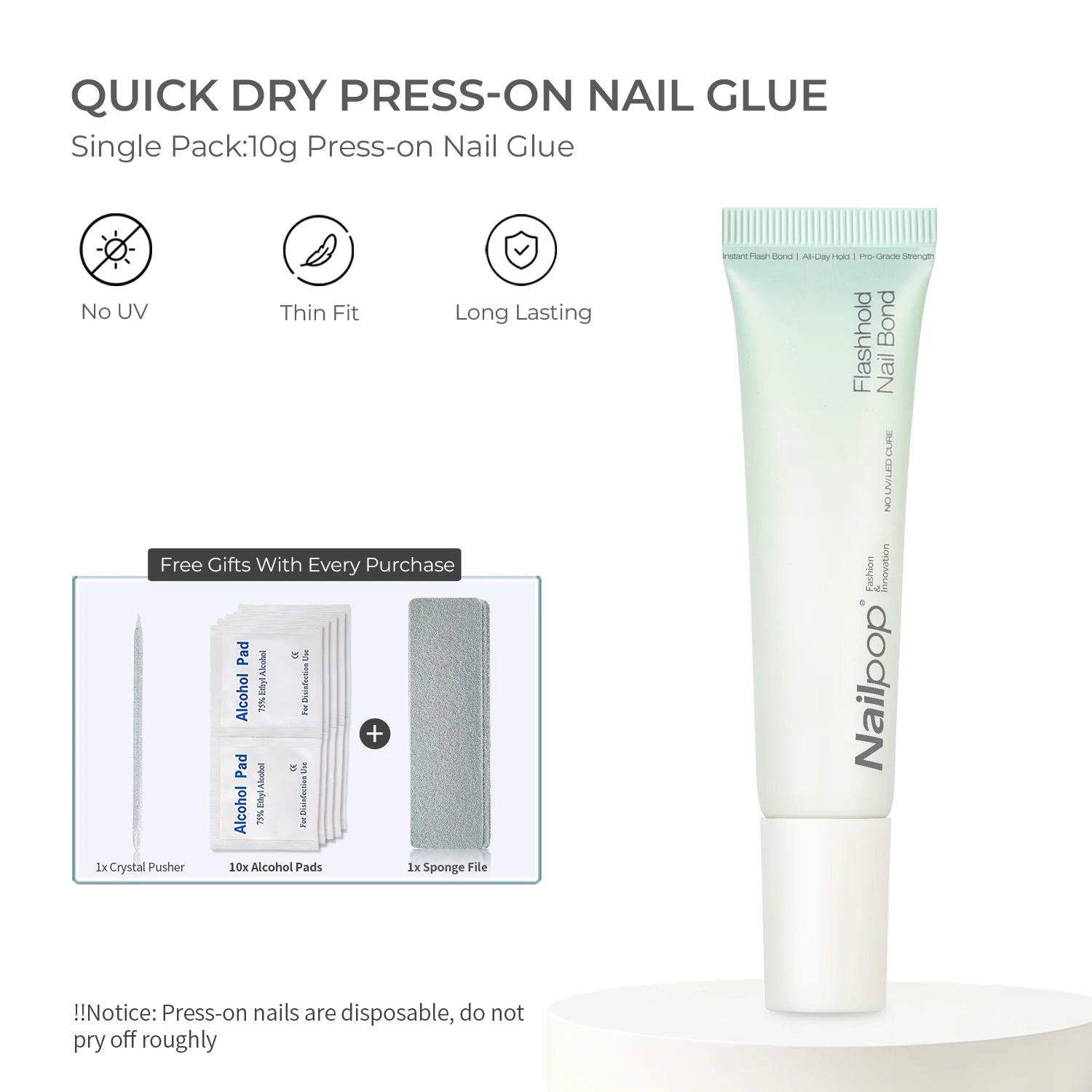 Nail Glue Gel Remover Strong Adhesive Press Nails Quick Dry Plant Qme N-Bond 1pc