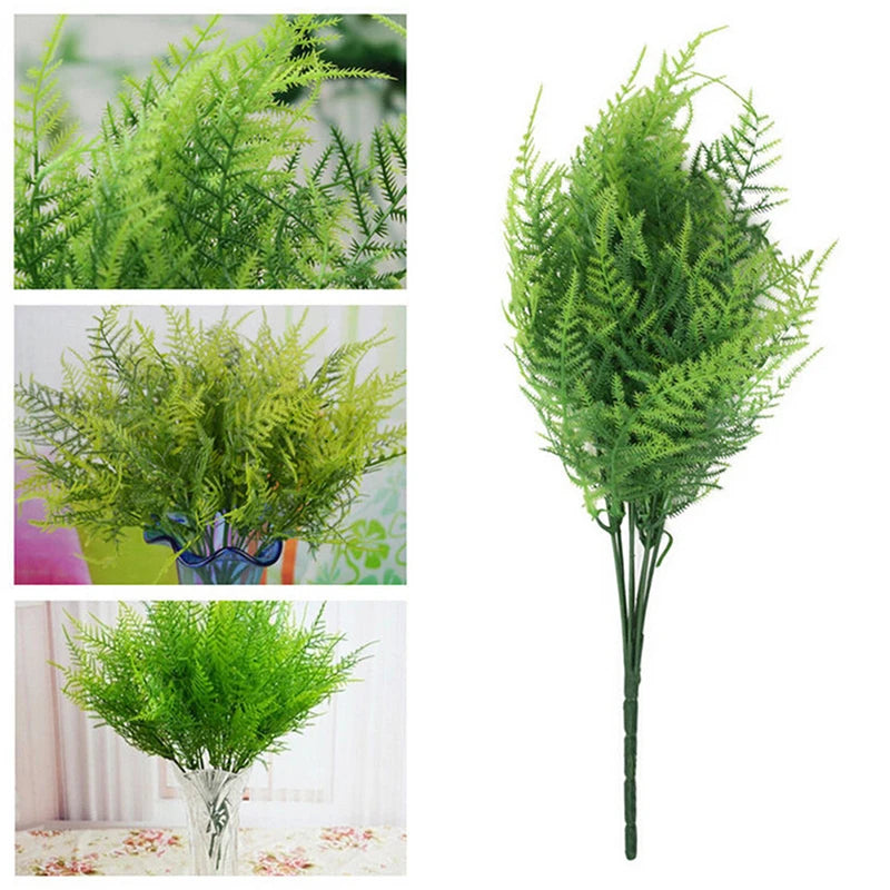 7 Branches Artificial Asparagus Fern Grass Plant Flower Home Floral Qme