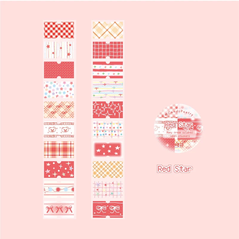 1Roll Pastel Glitter Synthetic Paper Masking Tape Scrapbook Washi Tape DIY Stationery Journaling Supplie Notebook Decoration Qme 6
