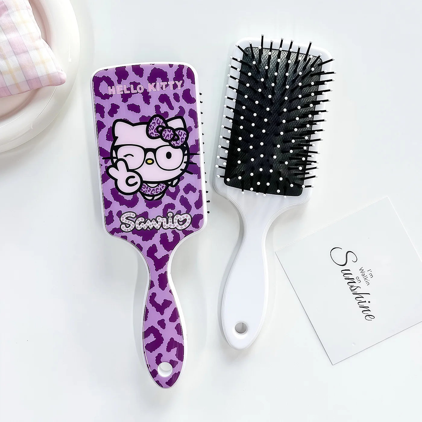 Hello Kitty Kuromi Square Clear Comb Cartoon Cushion Comb Hair Comb & Scalp Massager Air-Cushion Comb Qme 2