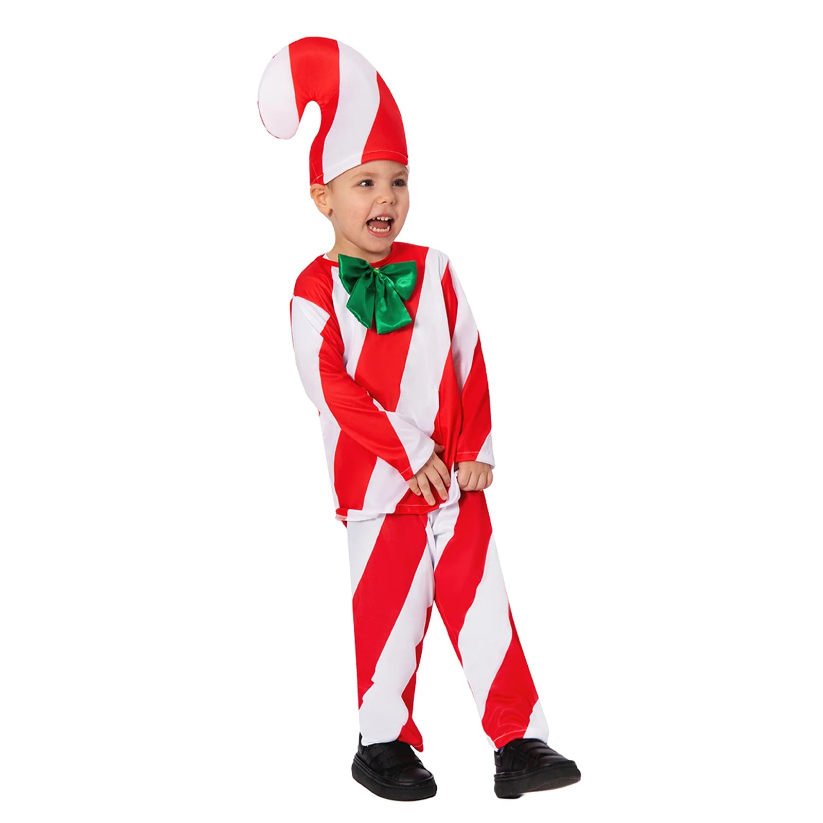 Candy Cane Costume Boys Girls Gift Box Christmas Cosplay Outfit Top Pants Hat Full Set Suit Qme