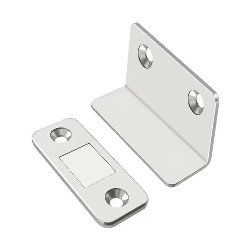 2pcs Magnetic Door Catch Latch -Invisible Strong Adhesion, Drill-Free Mount, Seamless Release- Ideal for Cabinets, Sliding Doors Qme 1 set of silver