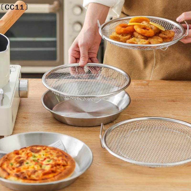 Stainless Steel Mesh Oil Filter Tray Drain Basket Reusable Vegetable Qme