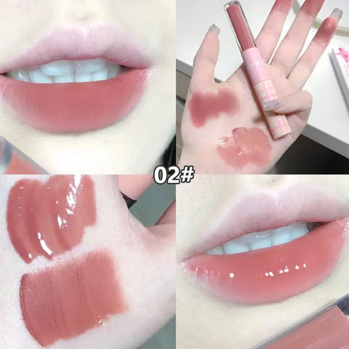 Double-ended Lip Glaze Matte Water-gloss Mirror Whitening Qme S876-02