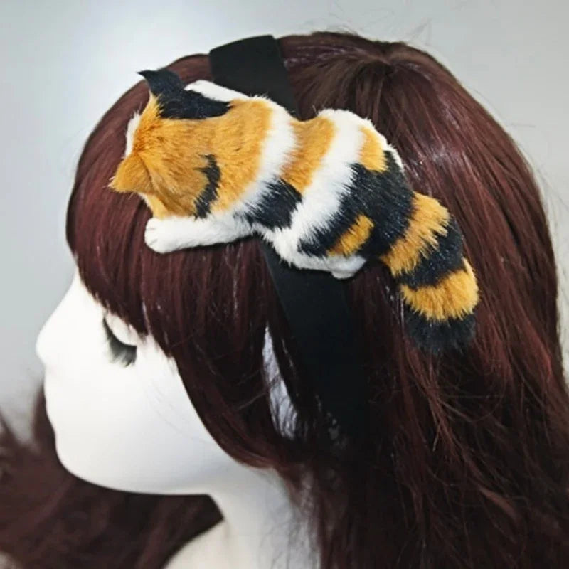 Cute Cat Plush Headband Wool Felt Animal Hair Band Women Girls Qme cat
