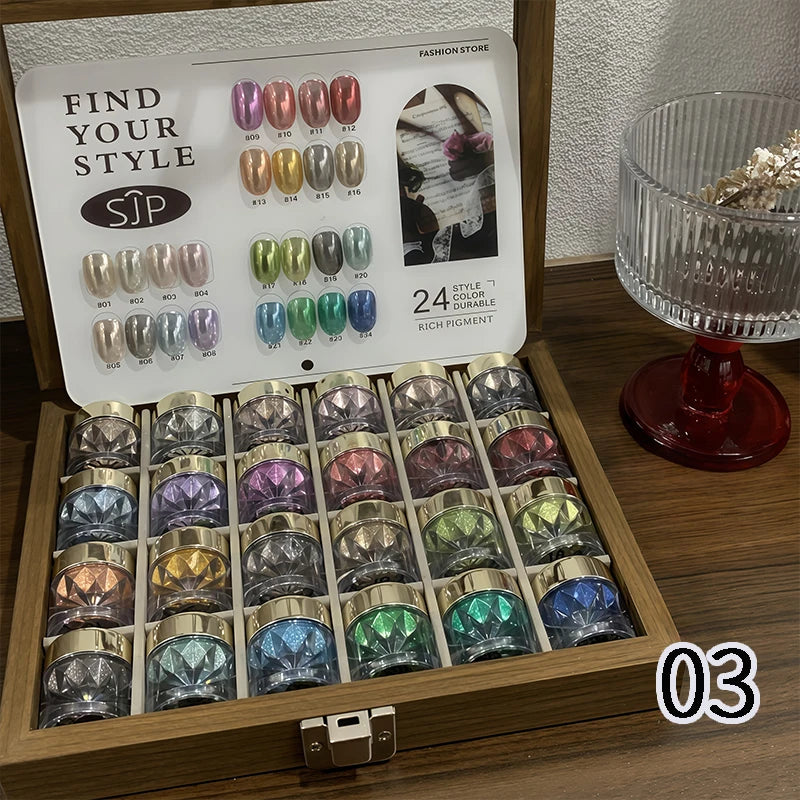 12 24 Aurora Chrome Powder Nai High-end Mirror Magic Storage Box Qme 03