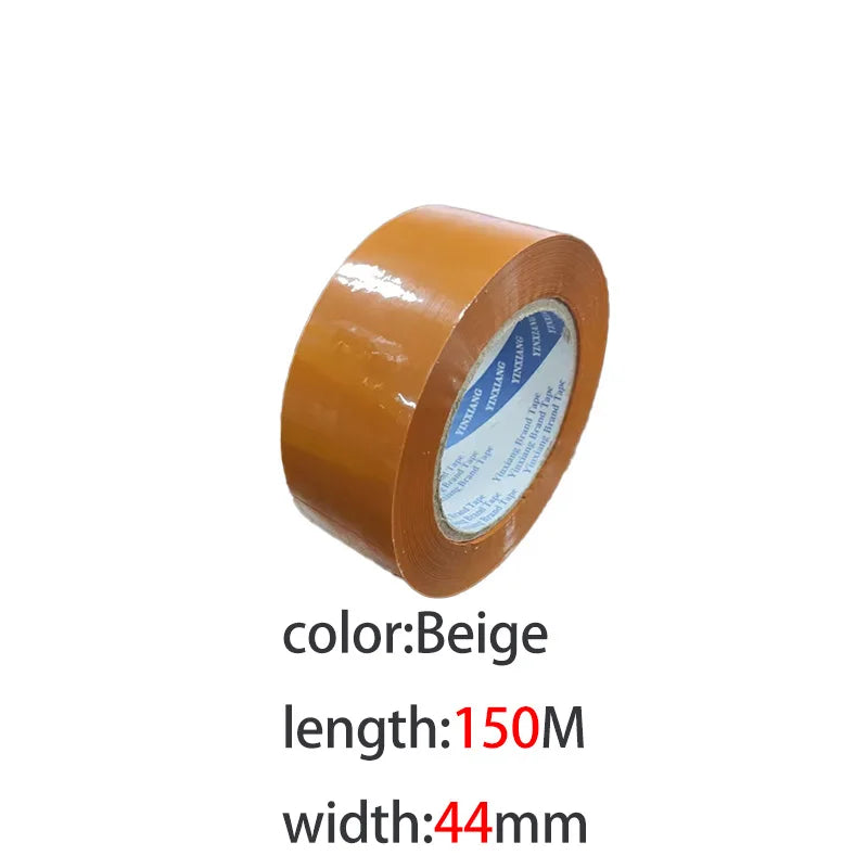 Oversized Roll Sealing Box Tape, Special Tape for Packing and Sealing Boxes, High Viscosity and High Toughness, Household Tape Qme 150mX44mm-beige