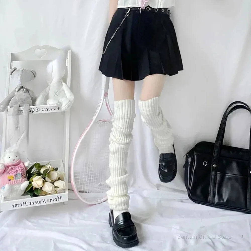 Women's Leg Warmers Lolita Long Socks JK College Knitted Warm Autumn Qme
