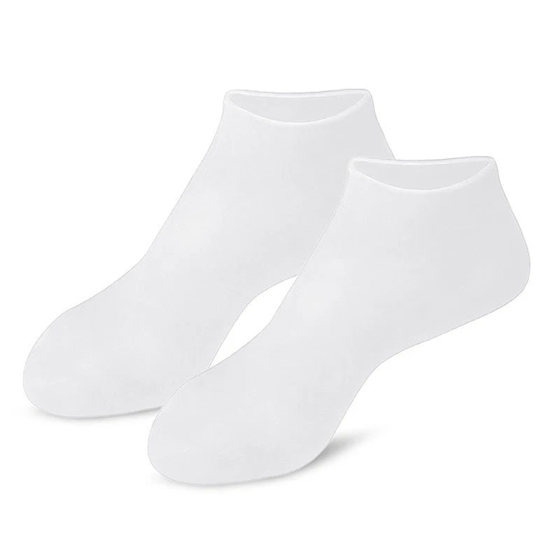 1Pair Silicone Socks Moisturizing Gel Sock Exfoliating Foot Spa Qme White