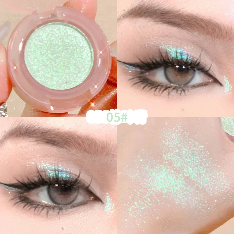 Peach Highlighter Eyeshadow Palette Diamond Glitter Mashed Potatoes Highlighter Gel Face Body Brighten Natural Contour Make up Qme 05 green