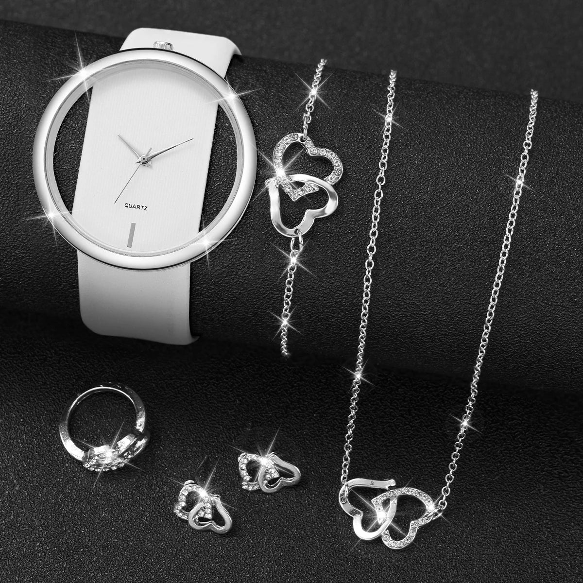 Hot selling couple transparent hollow out watch, e-commerce live broadcast popular watch, belt quartz watch Qme