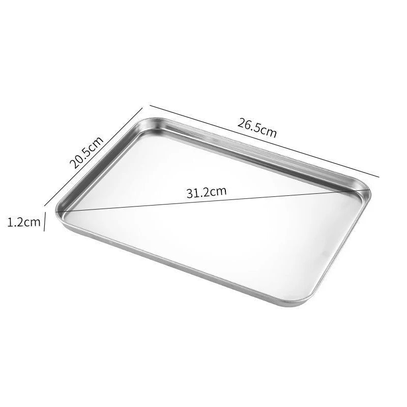 Rectangle Stainless Steel Tray Buffet Presentation Tray Metal Food Serving Plate Rice Noodle Pan Home Dishes Storage Organizer Qme L