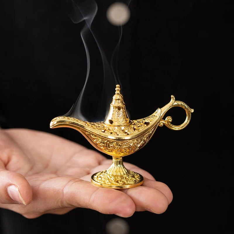 Home Decor Hollow Legend Aladdin Magic Genie Lamps Incense Burners Qme