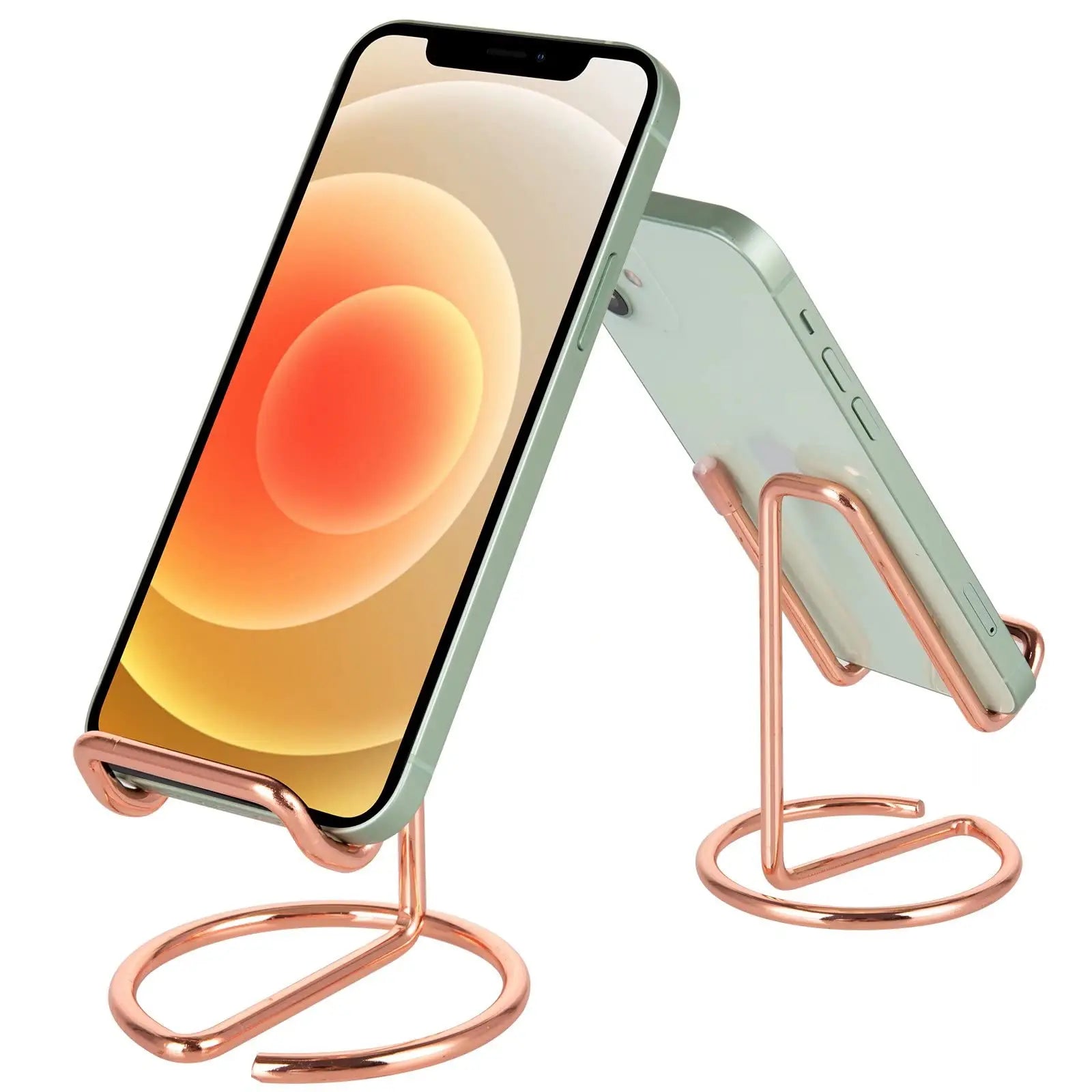 Cell Phone Stand for Desk, Business Card Holder,Cute Metal Cell Phone Stand, Metal Wire Cellphone Cradle Dock for Phone Tablet Qme Rose