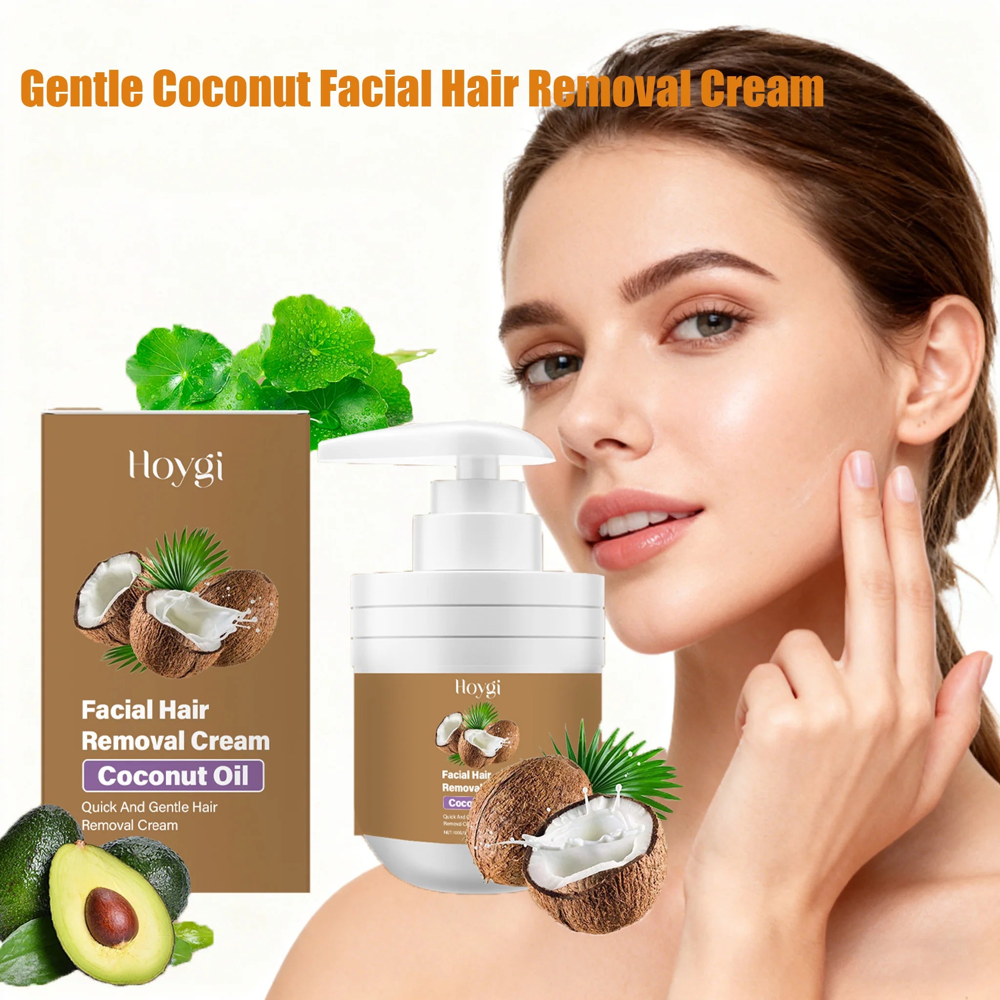 Coconut Facial Hair Removal Cream Painless No Irritation Reduce Redness Soothing Growth Inhibitor Smoothing Body Depilatory Crea Qme