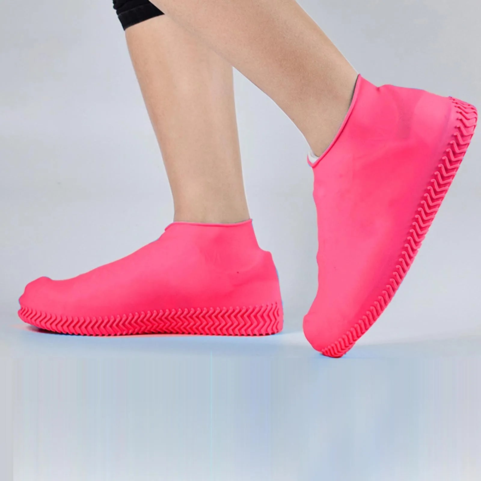 Non-Slip Wear-Resistant Reusable Rain Boots Unisex Silicone Easy to Remove Shoes Cover Protable Water Resistant Shoe Accessories Qme Pink XL