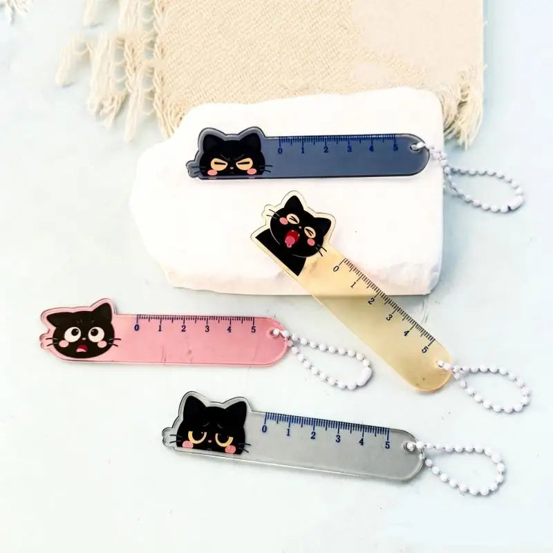 Cute Cartoon Animal Cat Dog Ruler Mini Portable Stationery Pendant Qme A12