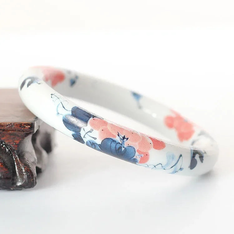 Chinese Antique Blue and White Porcelain Bangle Classic Ethnic Jingdezhen Ceramic Crafts Collection Jewelry Gifts Collection Qme 2-thin-1.2cm 58-60mm