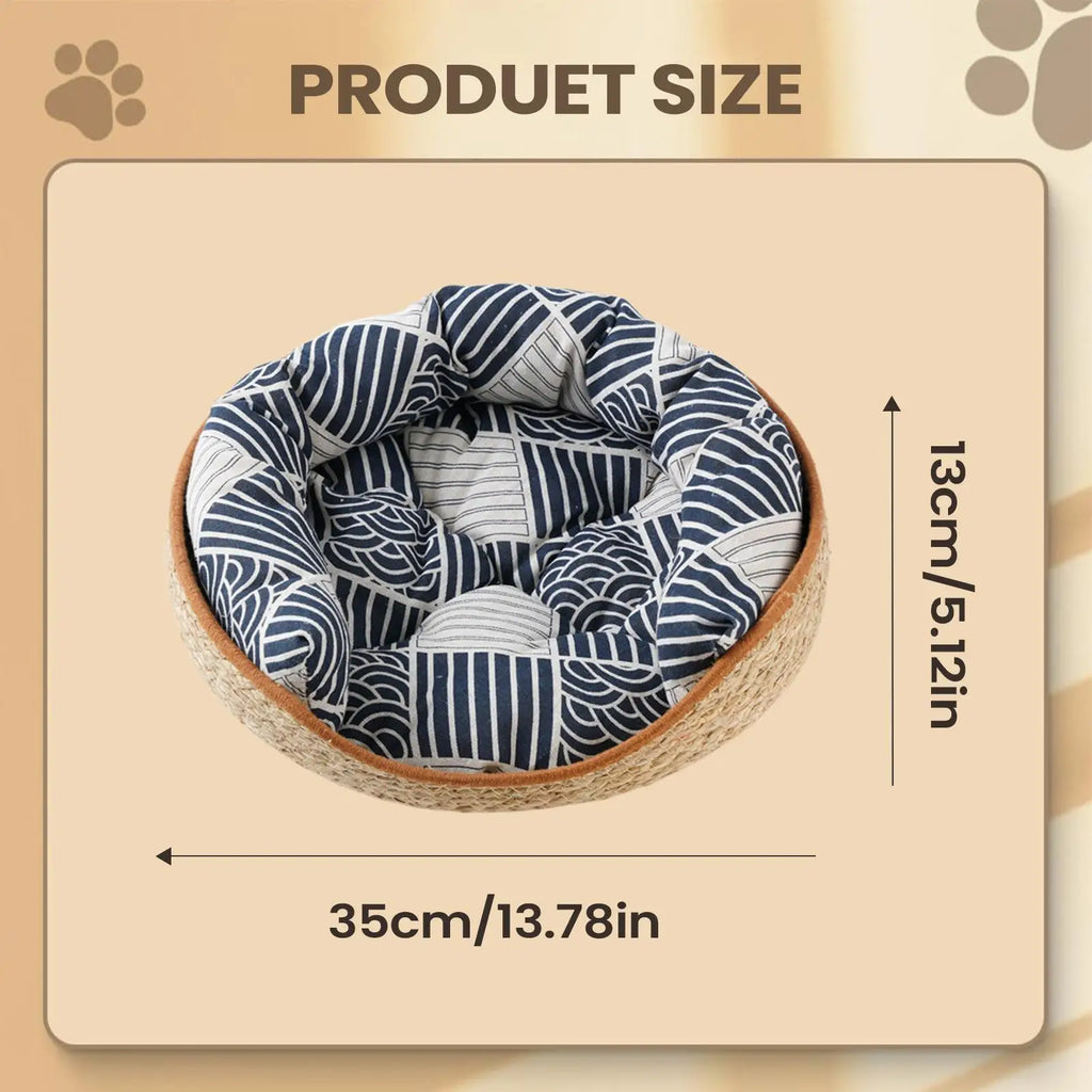 Cat Basket Bed Aesthetic Woven Cotton Rope Pad Nest Sofa Living Room Qme