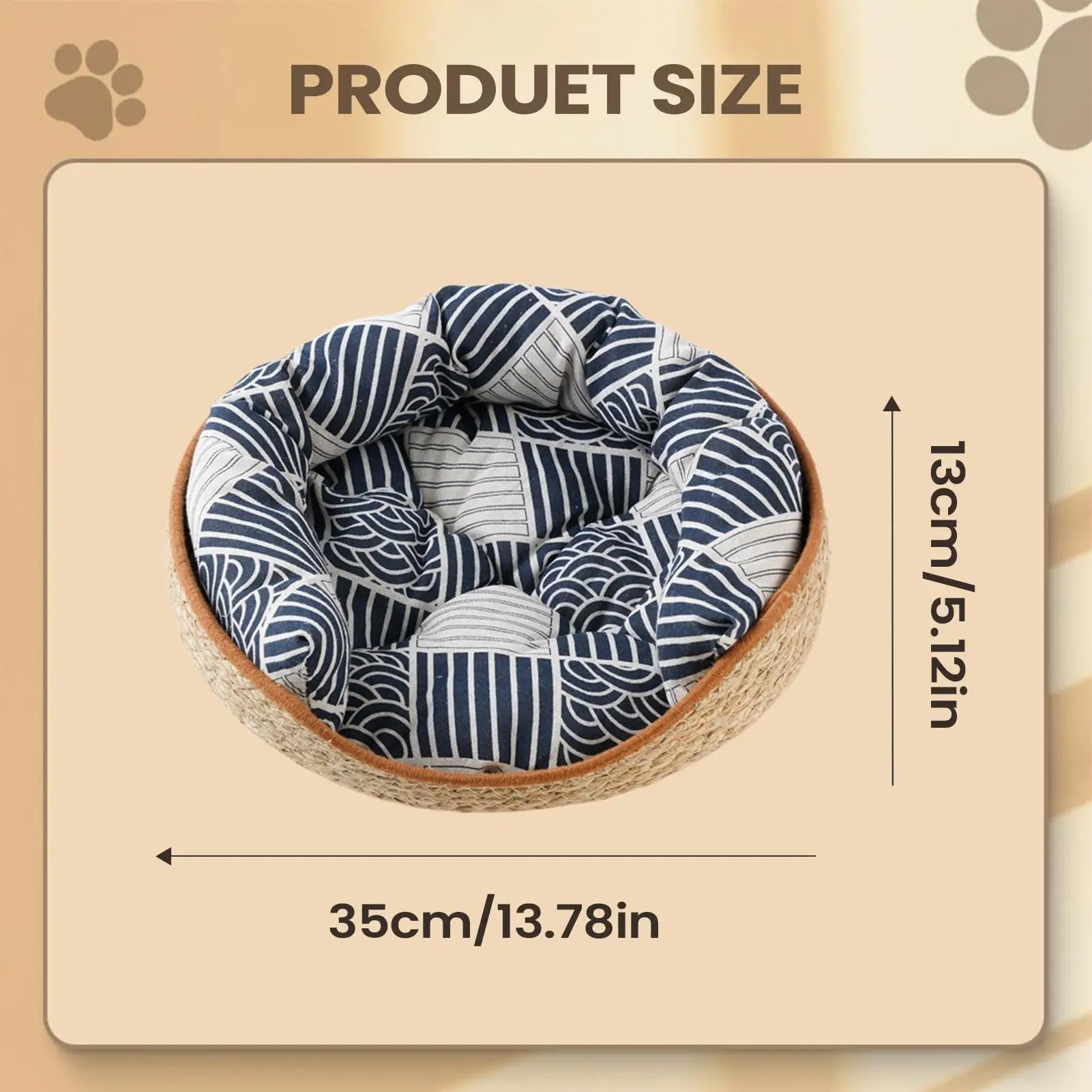 Cat Basket Bed Aesthetic Woven Cotton Rope Pad Nest Sofa Living Room Qme