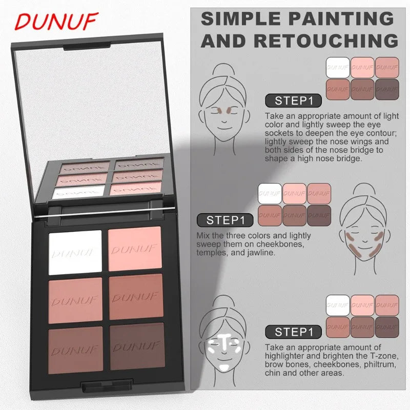 6 Colors Highlight Contouring Powder Palette Face Shadow Contouring Powder Makeup Palette Blusher Face Bronzer Color Cosmetics Qme