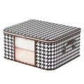 Visible Large Capacity Storage Box Portable Household Clothes Organizer With Handles Foldable Dustproof Quilt Zipper Container Qme black and white