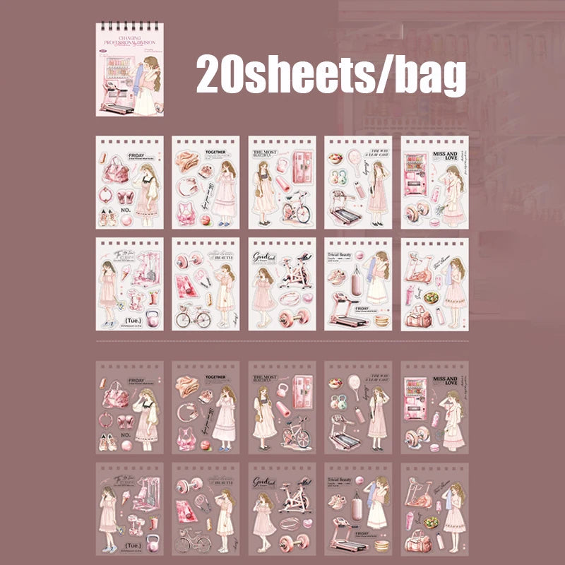 20 Sheets Career Sticker Book for Journal Scrapbooking DIY Planner Phone Case Decoration Kids Adults Craft Art Supplies Qme 4