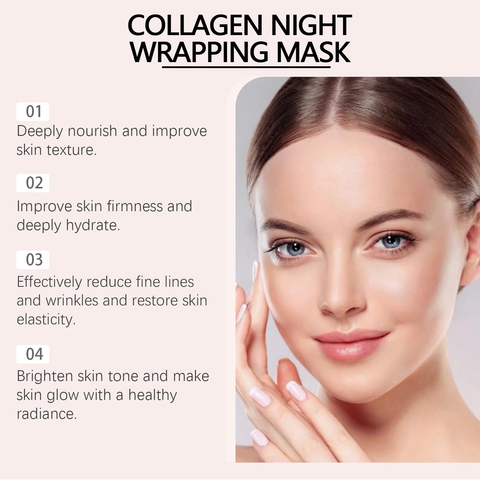 Collagen Peel Off Face Mask Pore Shrinking Hydrating Moisturizing Night Wrapping Mask Cream Firming Skin Peel-off Facial Mask Qme