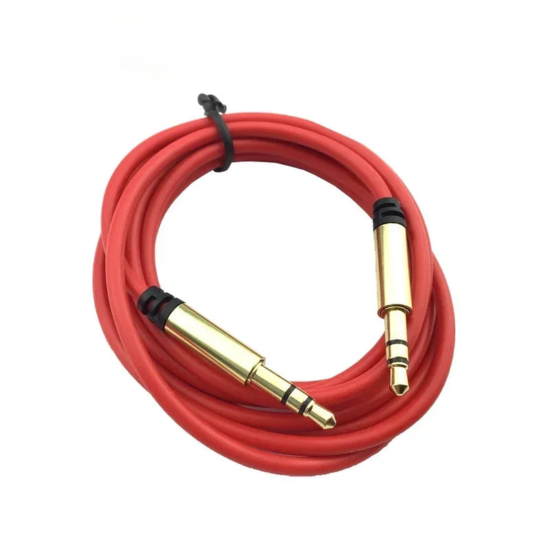 Cable 3.5mm Jack New 3.5mm Male To Male Car Aux Auxiliary Cord Stereo Audio Cable Wire for Phone IPod Mp3 Qme Red and gold