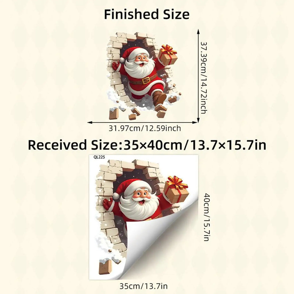 Santa Wall Stickers Christmas Decoration Claus Breaking Holiday Decal Qme