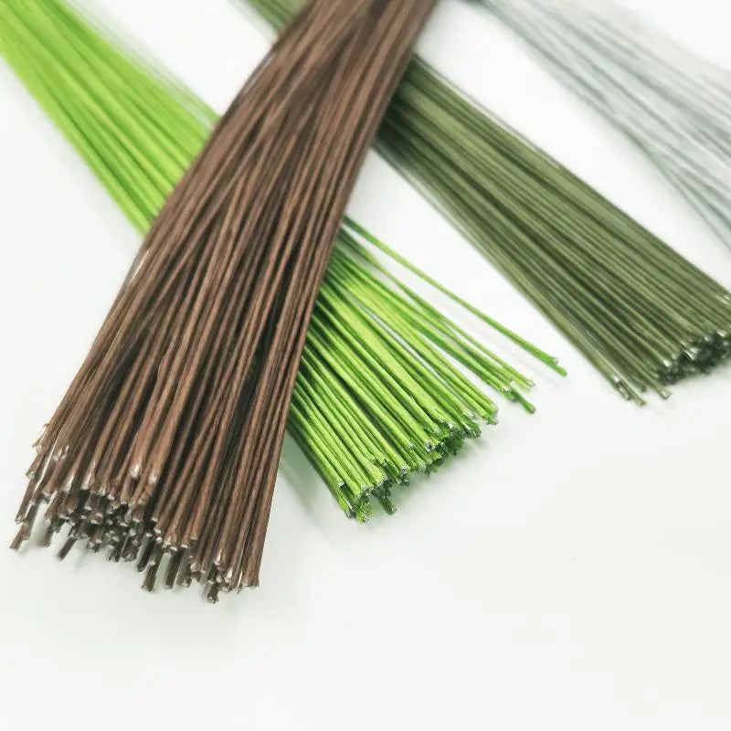 Wedding Home Decor Floral Wire Stems Artificial Green Flower Stem DIY Qme