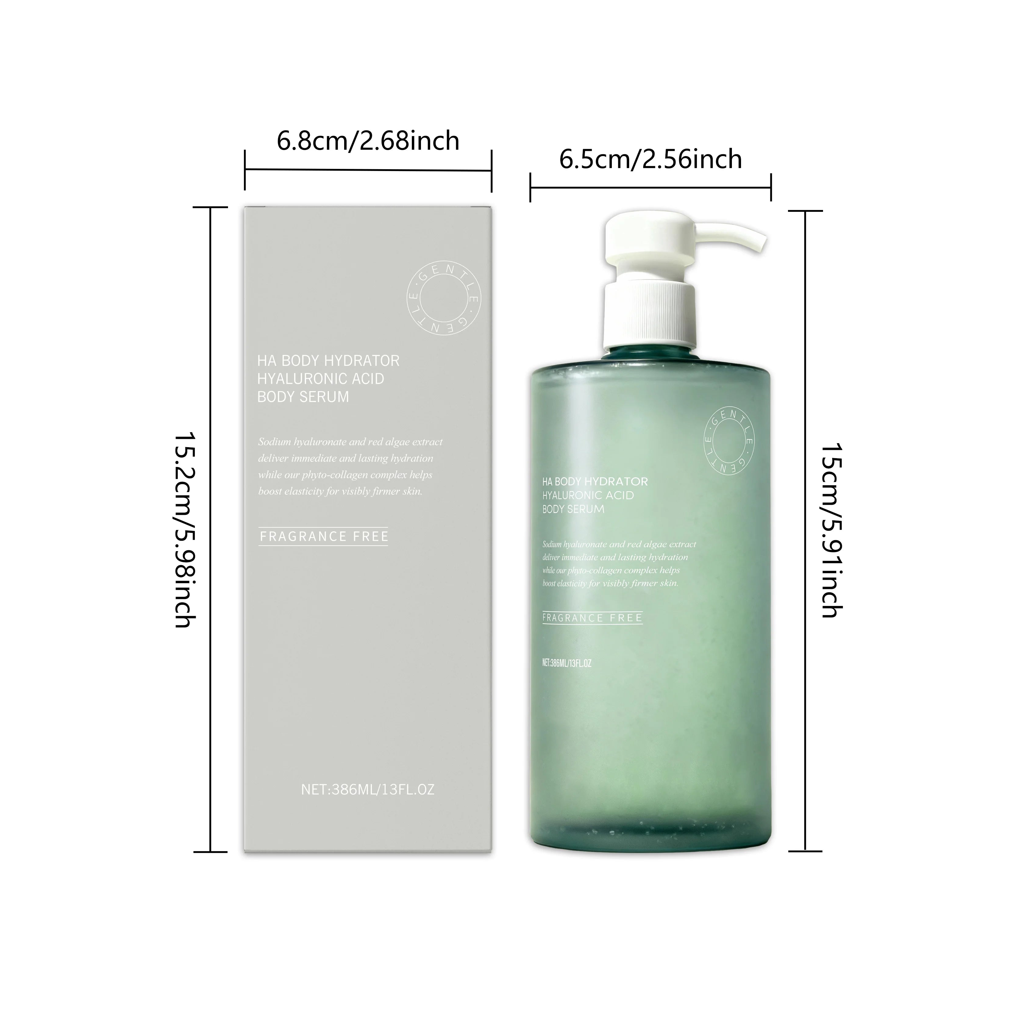 Hyaluronic Acid Body Serum Deep Hydrating Body Lotion for Smoother Plumper Looking Skin Lightweight Fast-Absorbing Body Care Qme 386ml Boxed
