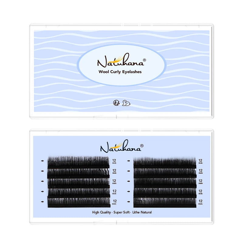 NATUHANA 3D Curly Wool Lashes Curl Eyelashes Fluffy Thick Fasle Qme