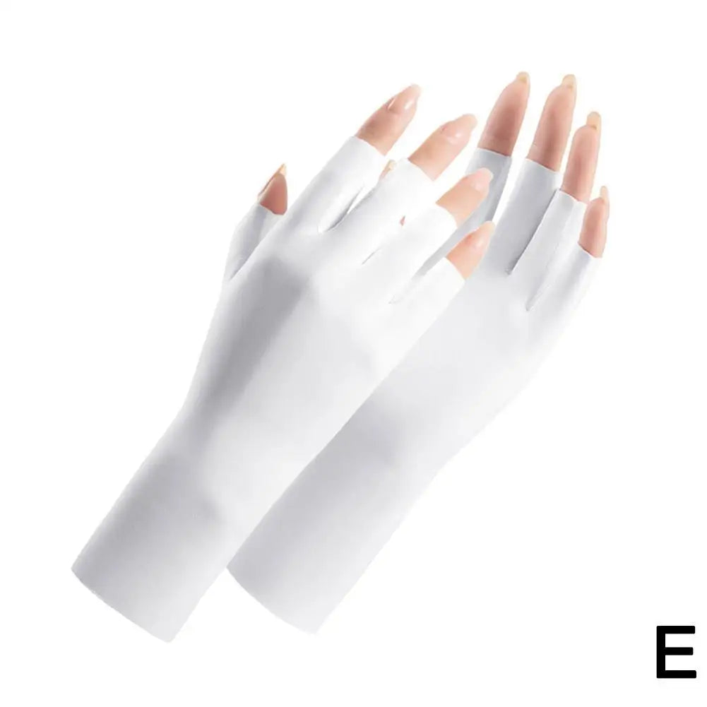 1 Pairs Sunscreen Gloves For Women Nail Art Gel UV LED Lamp Tool Nail Art Glove UV Protection Gloves Protecter Gloves Qme white