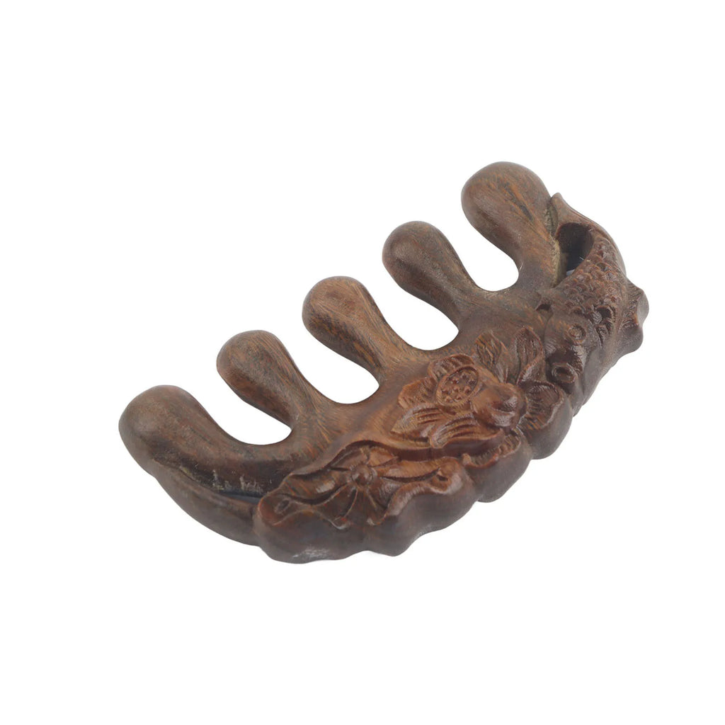 Meridian Wide Tooth Massage Comb Green Sandalwood Head Scalp Massage Comb for Neck Shoulder Hand Wooden Meridian Comb Qme