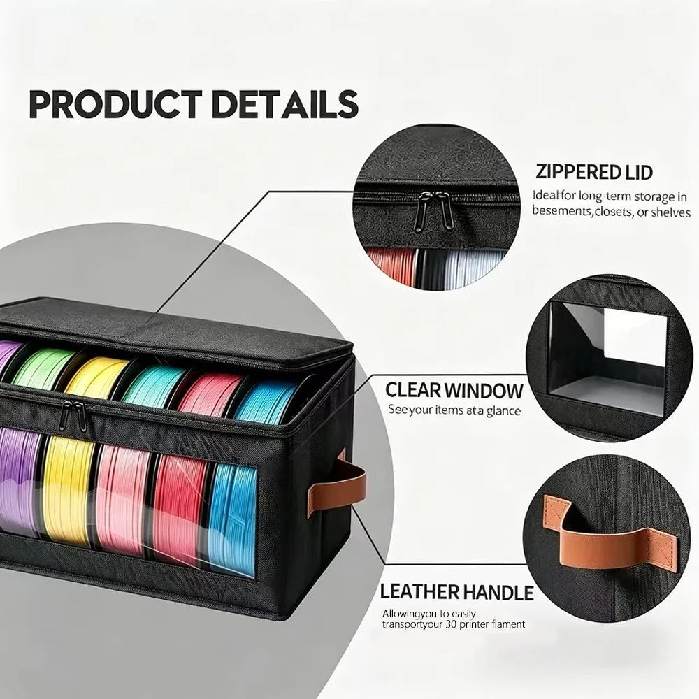 600D Oxford Fabric 3D Filament Storage Container Dustproof & Moisture-Proof Holds 6 Rolls of Long Filament for 3D Printer Qme
