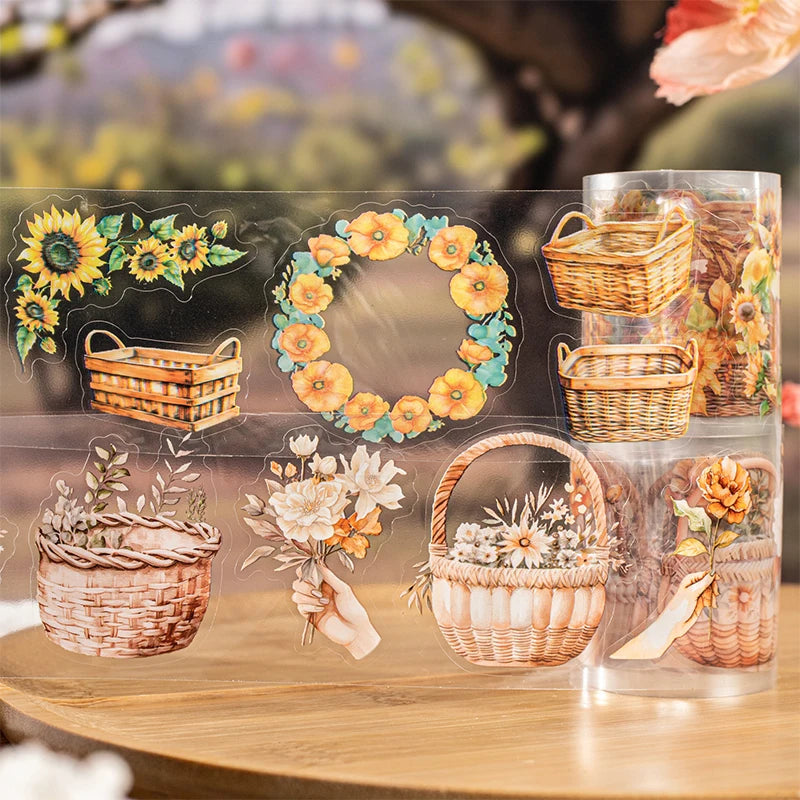 50mm*2m Floral Masking Tape for DIY Scrapbooking Journal Planner Notebook Phone Case Decoration Spring Basket Flower Arrangement Qme