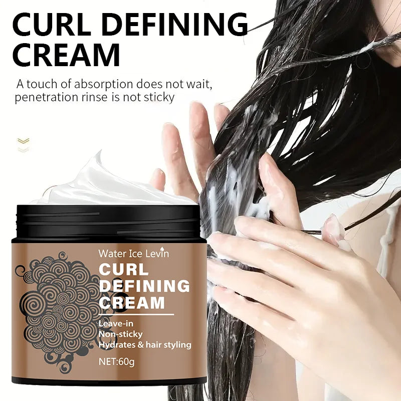 60g Curl Styling Cream - Moisturizing Hair Styling Cream Suitable for Normal Hair, Men and Women, with an Easy-To-Use and Portable Plant-Based Formula Qme