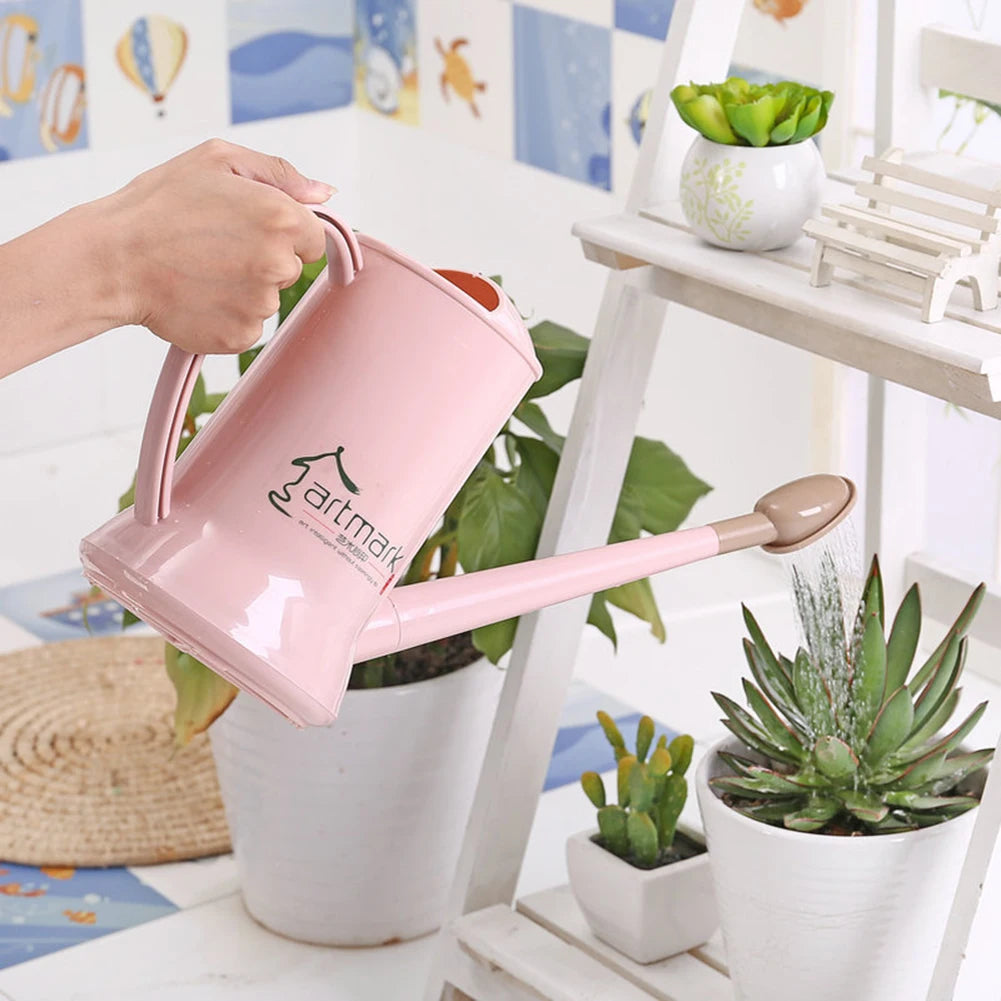 2L Watering Can with Long Spout Detachable Head Plastic Garden Watering Pot for Flower Plant Irrigation Indoor Outdoor Use Qme